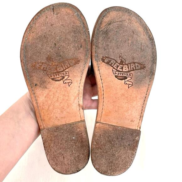 Freebird by Steven Golden Leather Sandals Python Snakeskin Reptile Slides Size 6 - Picture 10 of 13